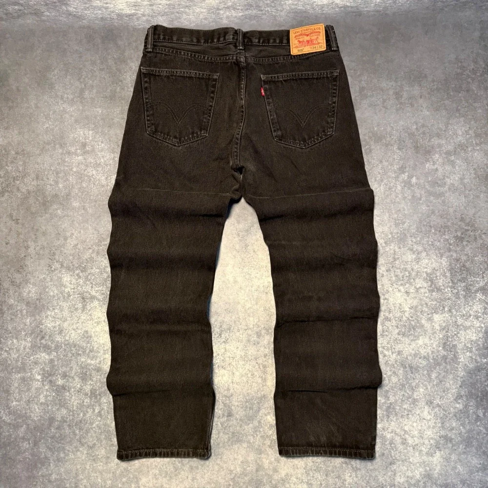 Levis 505 Mens Straight Fit Jeans 34x32 Faded Black Denim Pants 00505-0260 Y2K